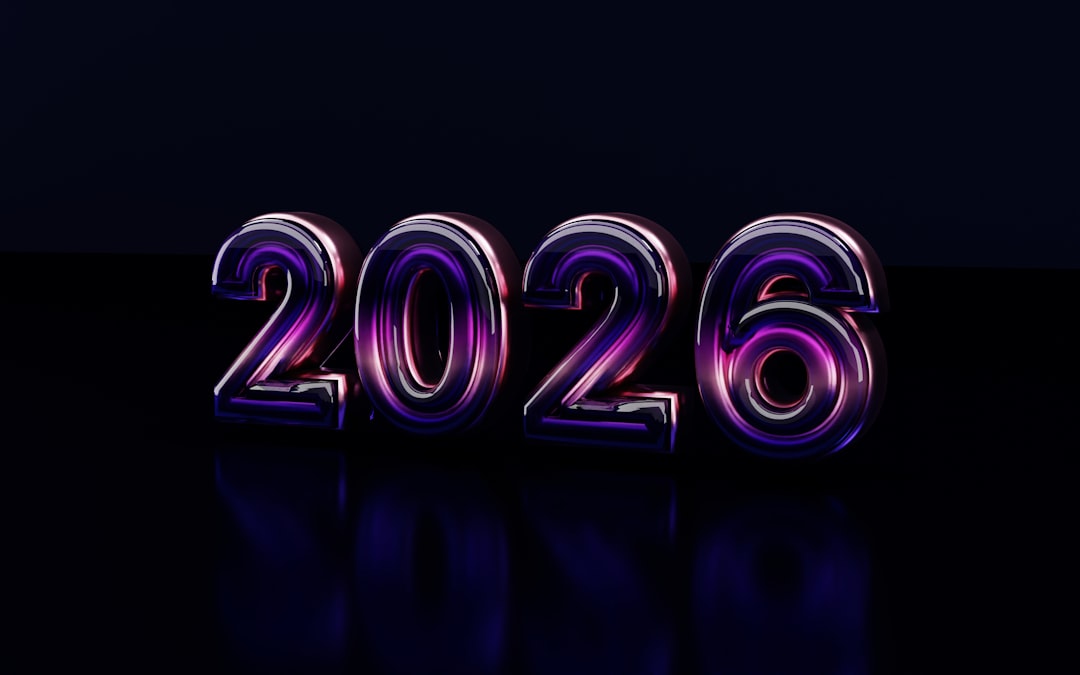 Metallic 2026 numbers on a dark background